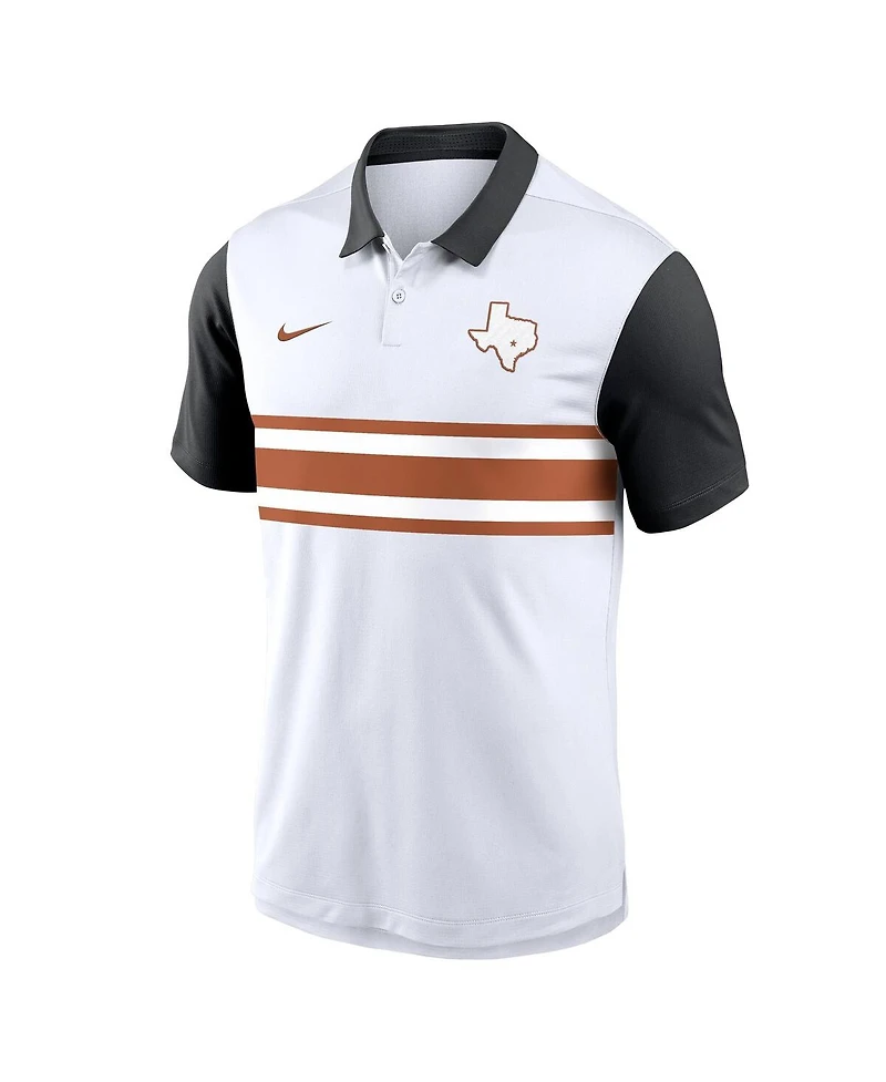 Nike Men's White/Black Texas Longhorns Athletic Prep Alt Logo Vapor Performance Polo Shirt
