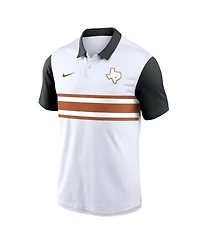 Nike Men's White/Black Texas Longhorns Athletic Prep Alt Logo Vapor Performance Polo Shirt