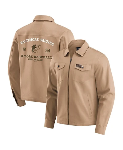 Darius Rucker Collection by Fanatics Men's Tan Baltimore Orioles Distressed Washed Full-Zip Jacket