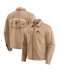 Darius Rucker Collection by Fanatics Men's Tan Baltimore Orioles Distressed Washed Full-Zip Jacket
