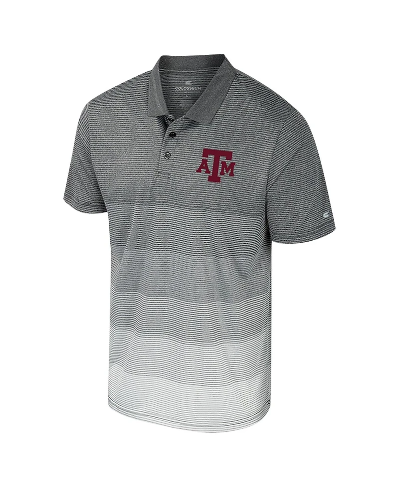 Colosseum Men's Gray Texas A M Aggies Striped Mesh Polo Shirt