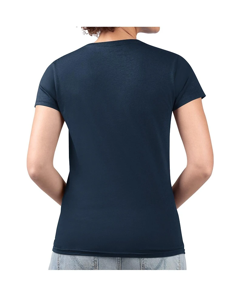 G-iii 4Her by Carl Banks Women's Deep Sea Blue Seattle Kraken Flower Logo Fitted V-Neck T-Shirt