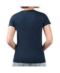 G-iii 4Her by Carl Banks Women's Deep Sea Blue Seattle Kraken Flower Logo Fitted V-Neck T-Shirt