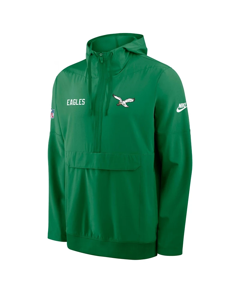 Nike Men's Kelly Green Philadelphia Eagles Sideline Alt Pack Anorak Half-Zip Hoodie Jacket