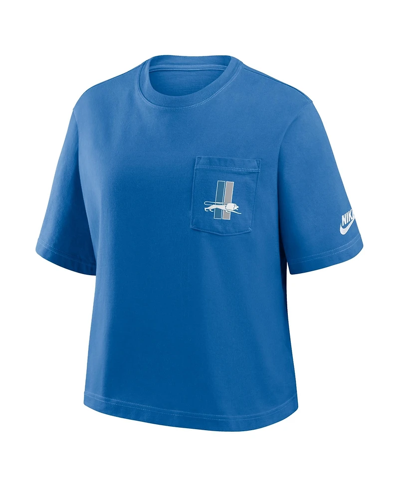 Nike Women's Blue Detroit Lions Rewind Pocket Boxy T-Shirt