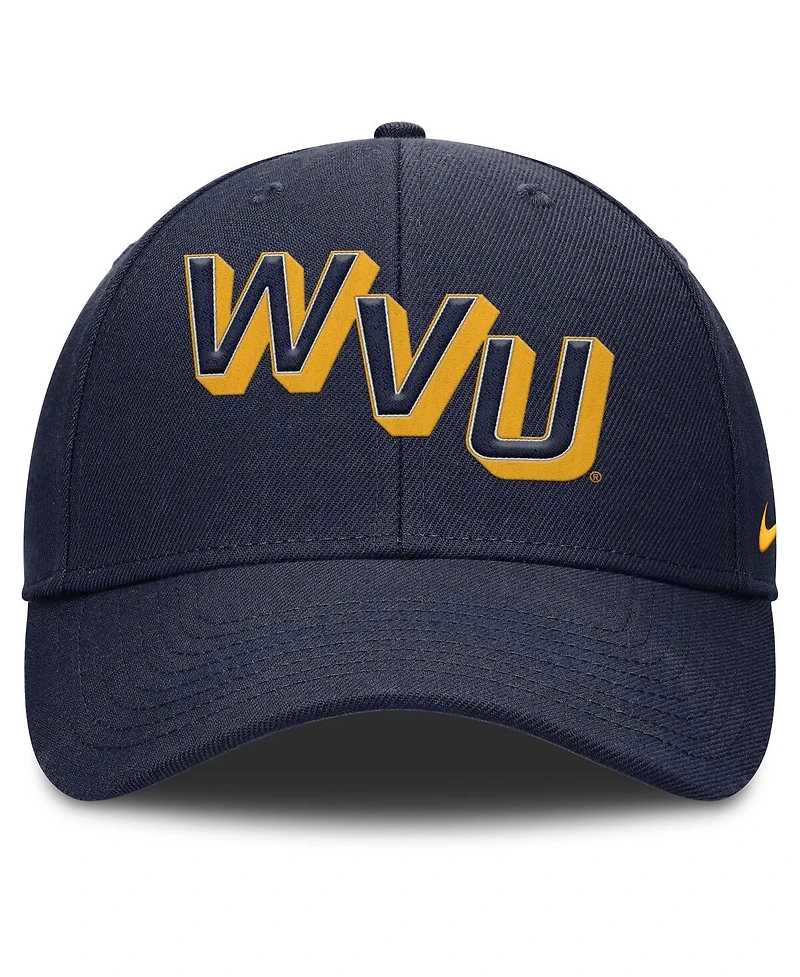 Nike Men's Navy West Virginia Mountaineers Slanted Primetime Rise Performance Adjustable Hat