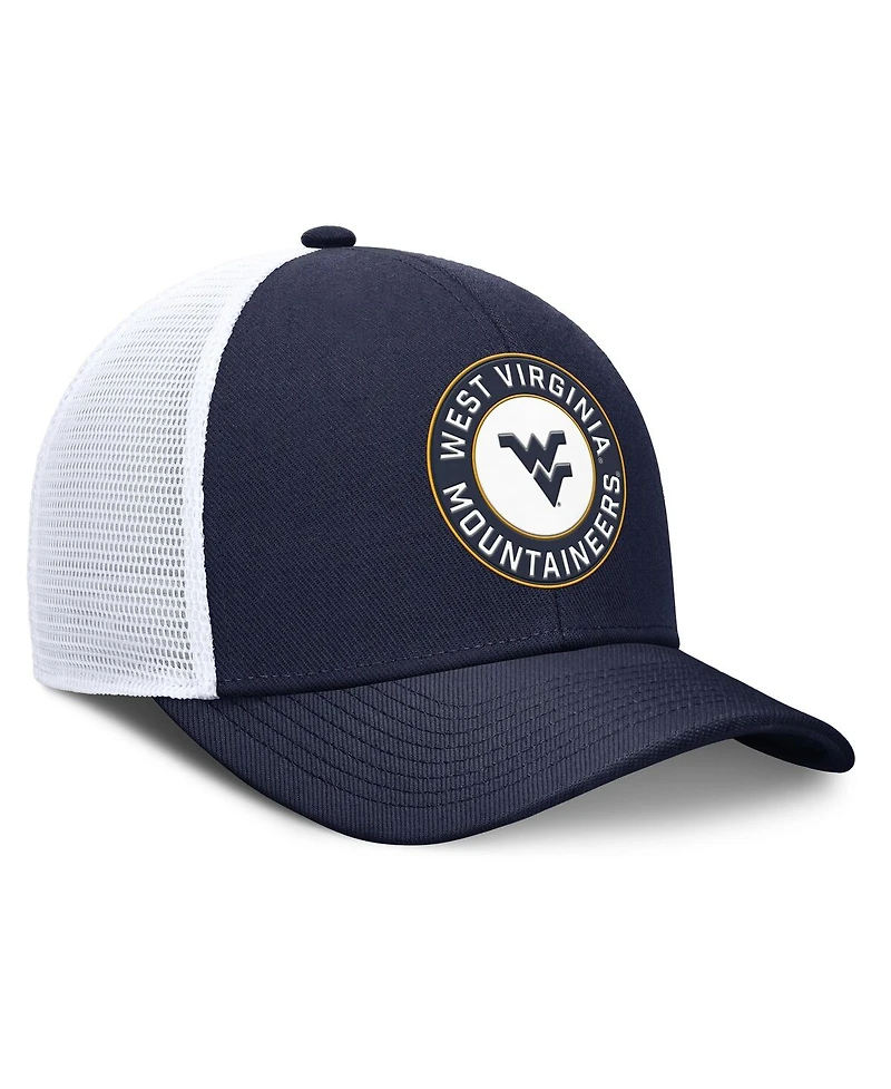 Nike Men's Navy/White West Virginia Mountaineers Rise Primetime Performance Trucker Adjustable Hat