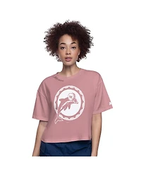 Starter Women's Pink Miami Dolphins Play the Ball Boxy Cropped T-Shirt
