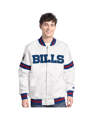 Starter Men's White Buffalo Bills Scout Full-Snap Varsity Jacket