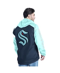 G-iii Sports by Carl Banks Men's Deep Sea Blue/Light Blue Seattle Kraken Lateral Half-Zip Hoodie Jacket