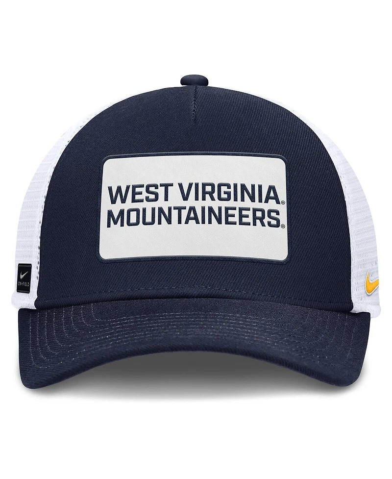 Nike Men's Navy/White West Virginia Mountaineers 2025 On-Field Rise Patch Trucker Adjustable Hat