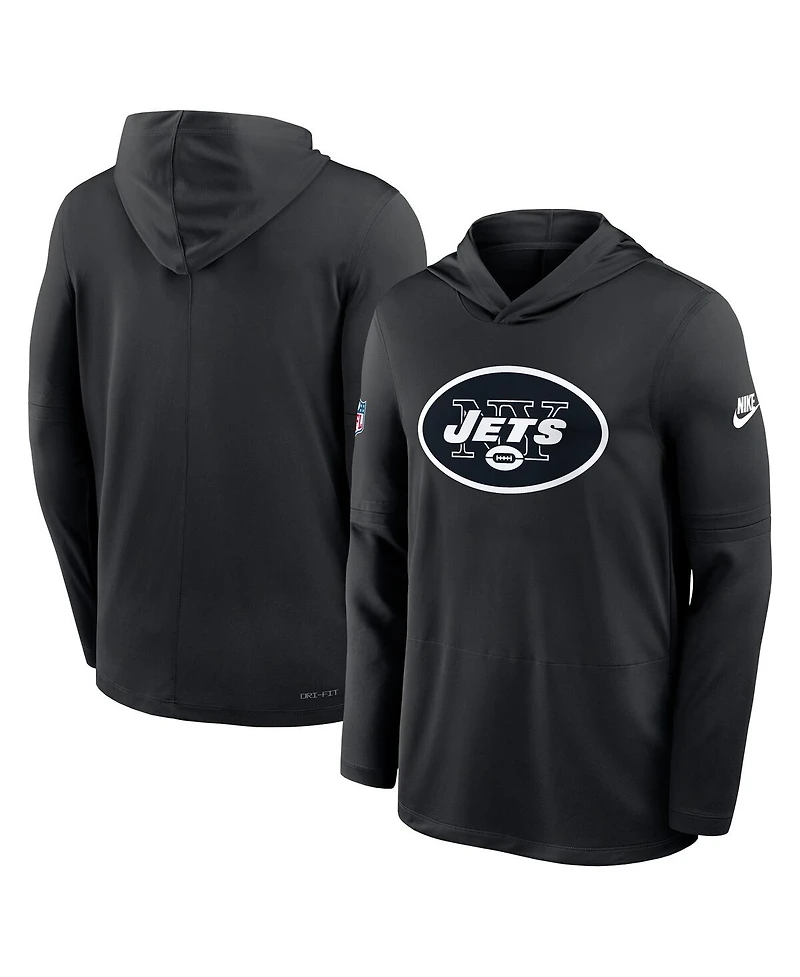 Nike Men's Black New York Jets Alt Pack Pass Accuracy Performance Long Sleeve Hoodie T-Shirt