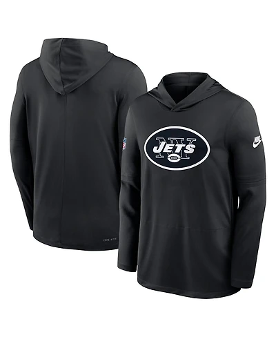 Nike Men's Black New York Jets Alt Pack Pass Accuracy Performance Long Sleeve Hoodie T-Shirt