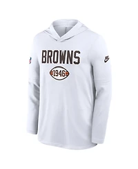 Nike Men's White Cleveland Browns Alt Pack Pass Accuracy Performance Long Sleeve Hoodie T-Shirt