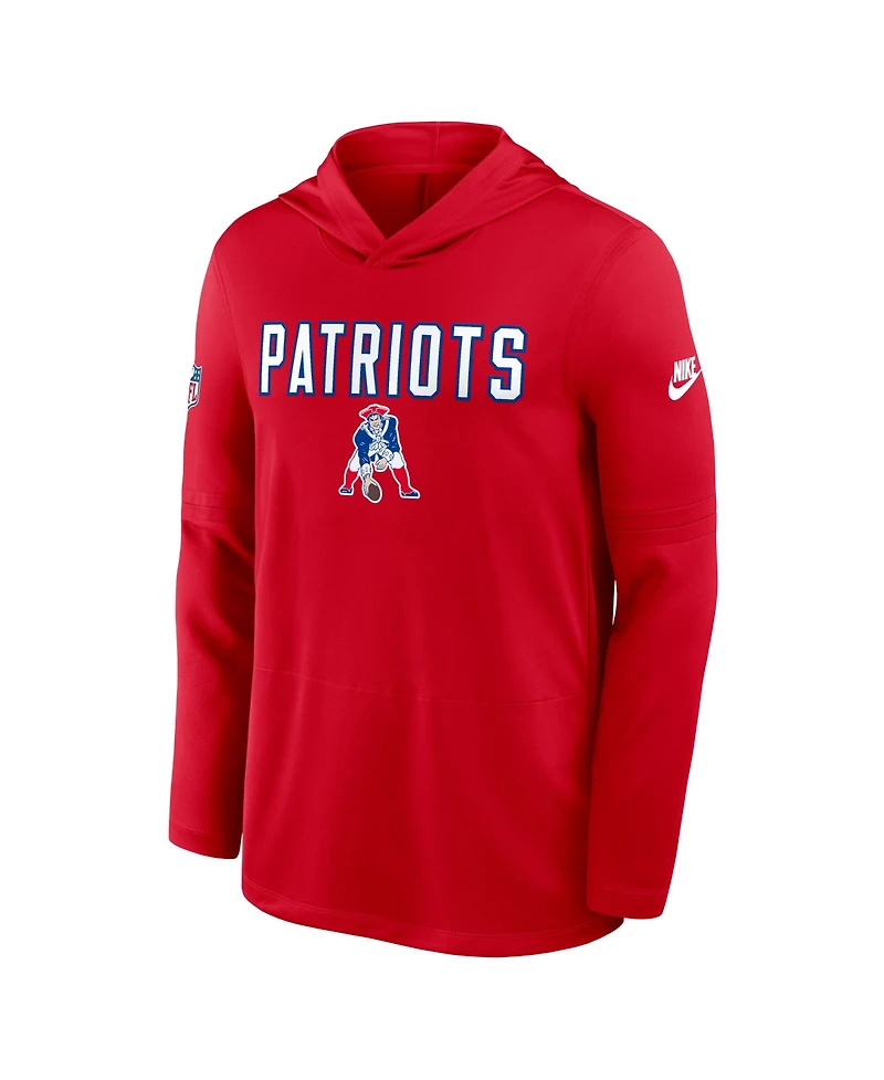 Nike Men's Red New England Patriots Alt Pack Pass Accuracy Performance Long Sleeve Hoodie T-Shirt