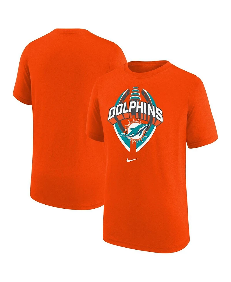 Nike Big Boys and Girls Orange Miami Dolphins Icon Legend T-Shirt