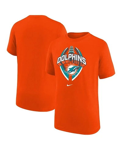Nike Big Boys and Girls Orange Miami Dolphins Icon Legend T-Shirt