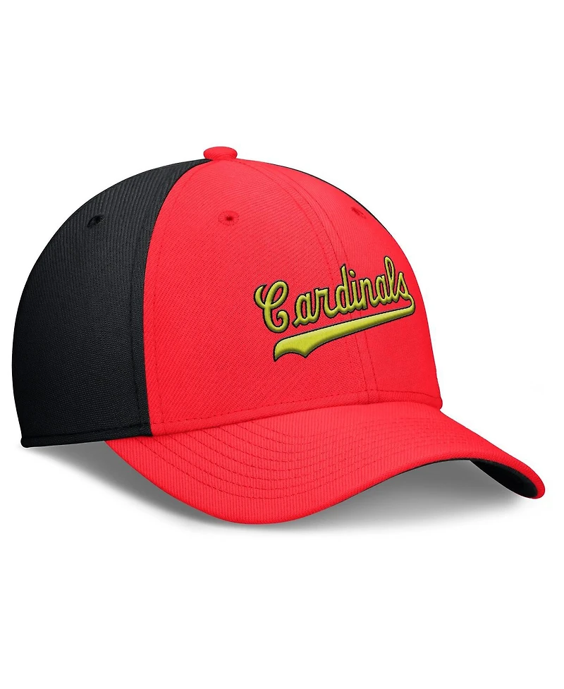 Nike Men's Crimson/Black St. Louis Cardinals Neon 90s Rise Swoosh Flex Hat