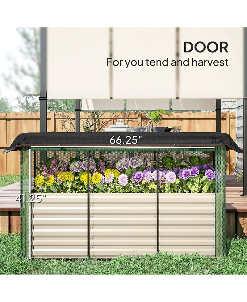 Outsunny Galvanized Raised Garden Bed with Crop Cage & Shade Cloth