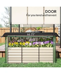 Outsunny Galvanized Raised Garden Bed with Crop Cage & Shade Cloth