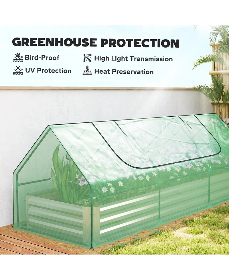 Outsunny 8.6 x 3 1ft Raised Garden Bed with Mini house,