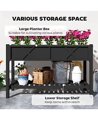 Outsunny Elevated Wood Garden Bed, 47 x 22 31.5in Flower Box,
