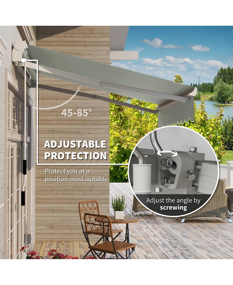 Outsunny 8' x 7' Patio Retractable Awning, Manual Exterior Sun Shade,
