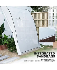 Outsunny Walk-In Hoop House house with bags, 6' x 6' x 6.6',
