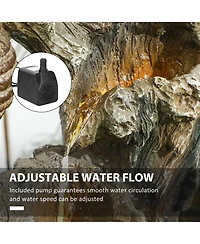 Outsunny 22.4" 3-Tier Outdoor Water Fountain with Led Lights, Pump