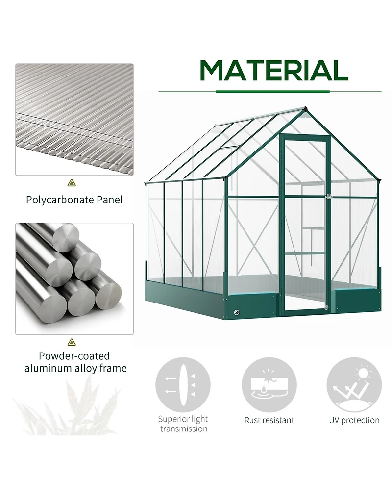Outsunny 6' x 8' x 7' Walk-in Plant Polycarbonate house Backyard/Outdoor