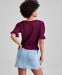 And Now This Women's Round-Neck Open-Knit Sweater, Macy's Exclusive