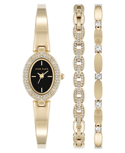 Anne Klein Women's Quartz Gold-Tone Metal Alloy Bracelet Watch Set, 18mm