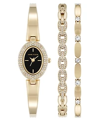 Anne Klein Women's Quartz Gold-Tone Metal Alloy Bracelet Watch Set, 18mm