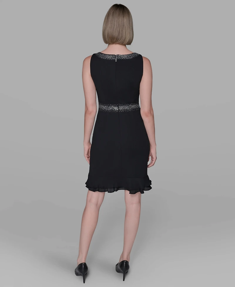 Karl Lagerfeld Paris Women's Ruffled-Hem A-Line Dress