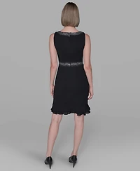 Karl Lagerfeld Paris Women's Ruffled-Hem A-Line Dress