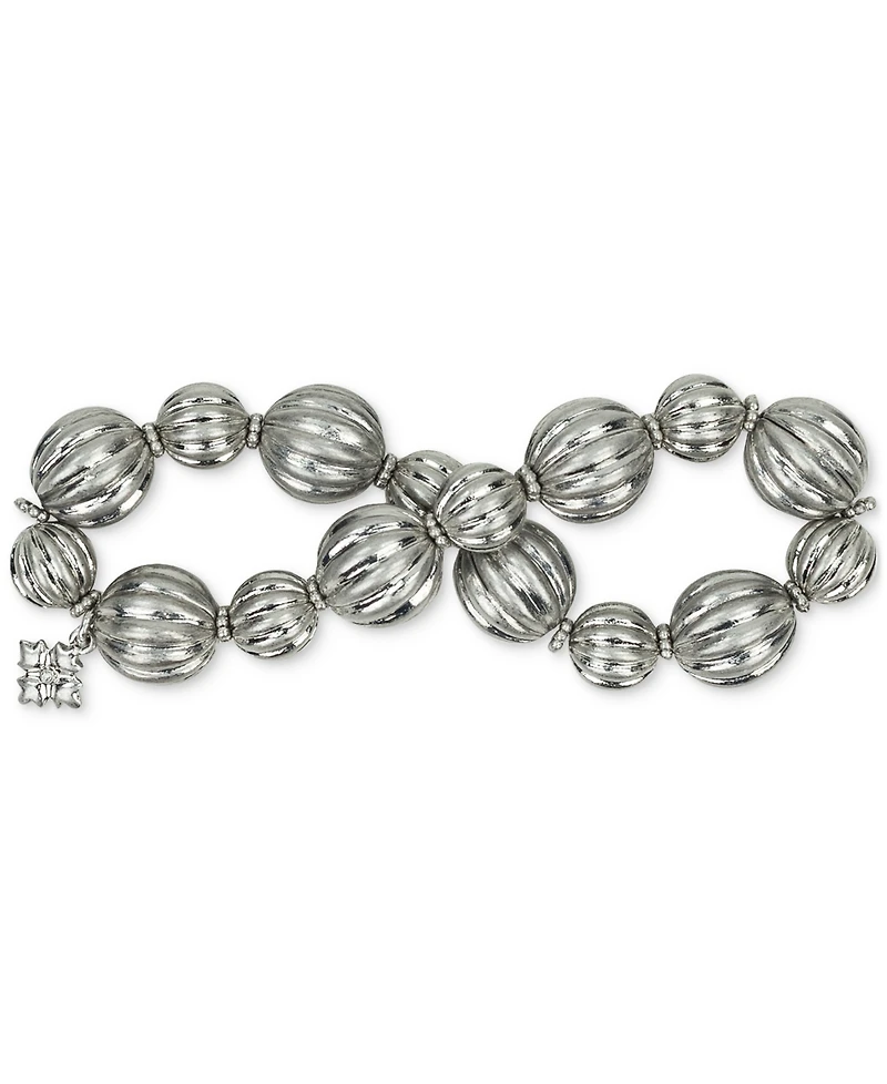 Patricia Nash Rhodium Bead Stretch Bracelet