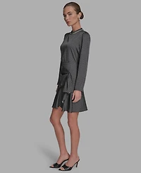 Bcbg Women's Embellished Mock-Neck Satin Shift Dress
