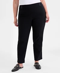 Jm Collection Plus & Petite Tummy Control Pull-On Slim-Leg Pants