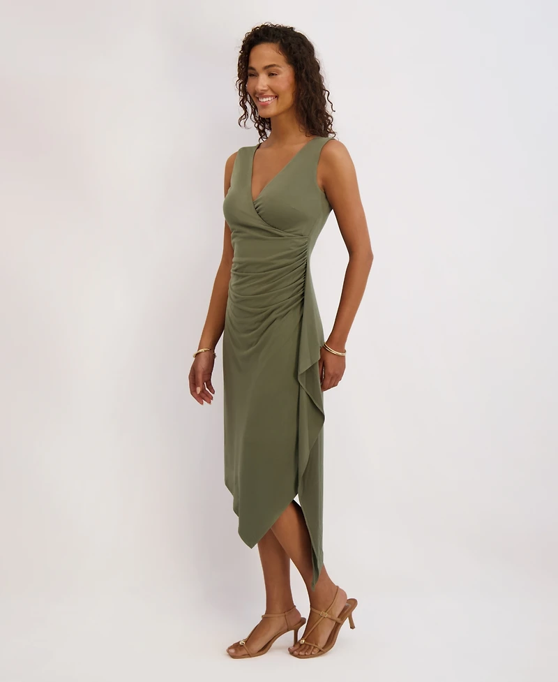 kensie Women's Asymmetrical Midi Dress