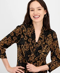 Connected Petite Bodre 3/4-Sleeve Twofer Jacket Dress