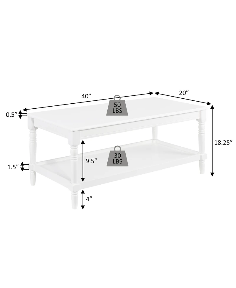 Convenience Concepts 20" Wood French Country Manor No Tools Coffee Table