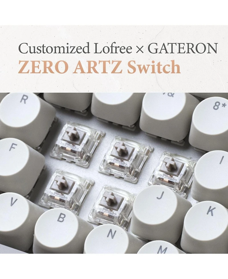 Lofree Ofree Zero Artz Mechanical Keyboard with Terrazzo Mouse and Palm Rest, 75% Rechargeable, Hot-swappable, Multi-Connection for Windows