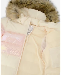 Deux par Girl Long Metallic Puffy Winter Coat White - Toddler|Child