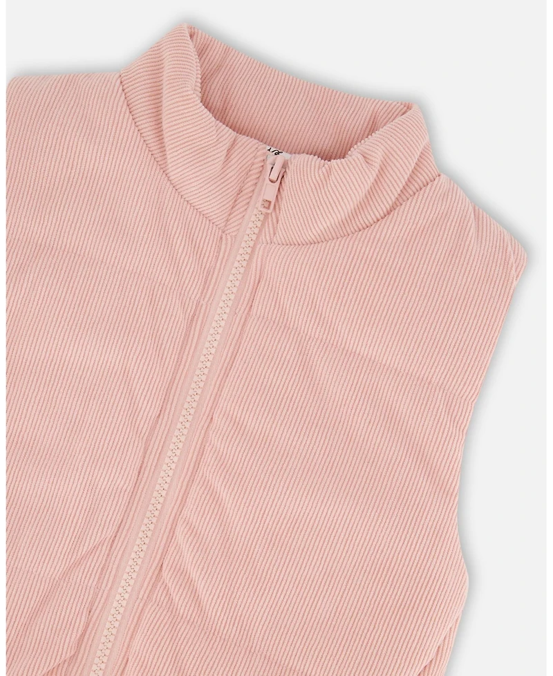 Deux par Girl Corduroy Puffy Sleeveless Vest Dusty Pink - Child