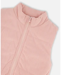 Deux par Girl Corduroy Puffy Sleeveless Vest Dusty Pink - Child