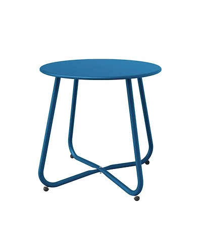 Mondawe 18" Galvanized Patio Steel Side Table,Powder-Coated, Uv/Rust-Proof,W/ Adjustable Foot Pads