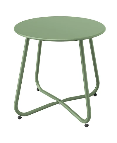 Mondawe 18" Galvanized Patio Steel Side Table,Powder-Coated, Uv/Rust-Proof,W/ Adjustable Foot Pads