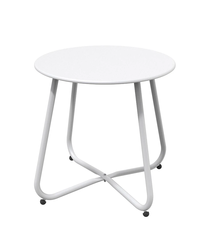 Mondawe 18" Galvanized Patio Steel Side Table,Powder-Coated, Uv/Rust-Proof,W/ Adjustable Foot Pads