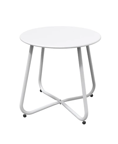 Mondawe 18" Galvanized Patio Steel Side Table,Powder-Coated, Uv/Rust-Proof,W/ Adjustable Foot Pads