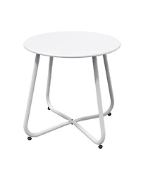 Mondawe 18" Galvanized Patio Steel Side Table,Powder-Coated, Uv/Rust-Proof,W/ Adjustable Foot Pads